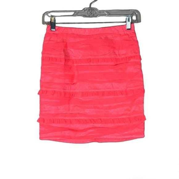 For Love And Lemons Dresses & Skirts - For Love & Lemons Mini Skirt Small Vixen Swiss Dot Neon Pink Ruched